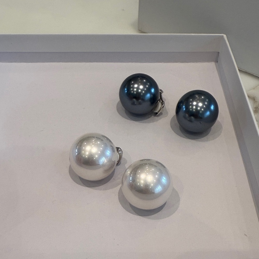 Elegant Silver and Black Clip-On Earrings